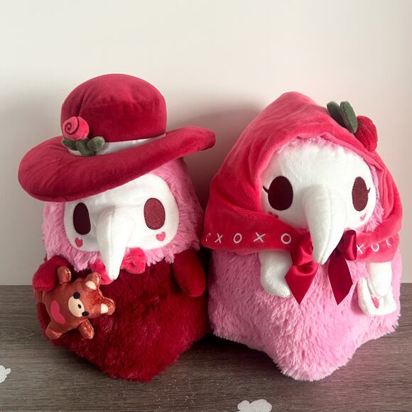 Mini Squishable Sweetheart Pink Love Plague Doctor & Plague Nurse Plush Set EUC - Picture 1 of 7